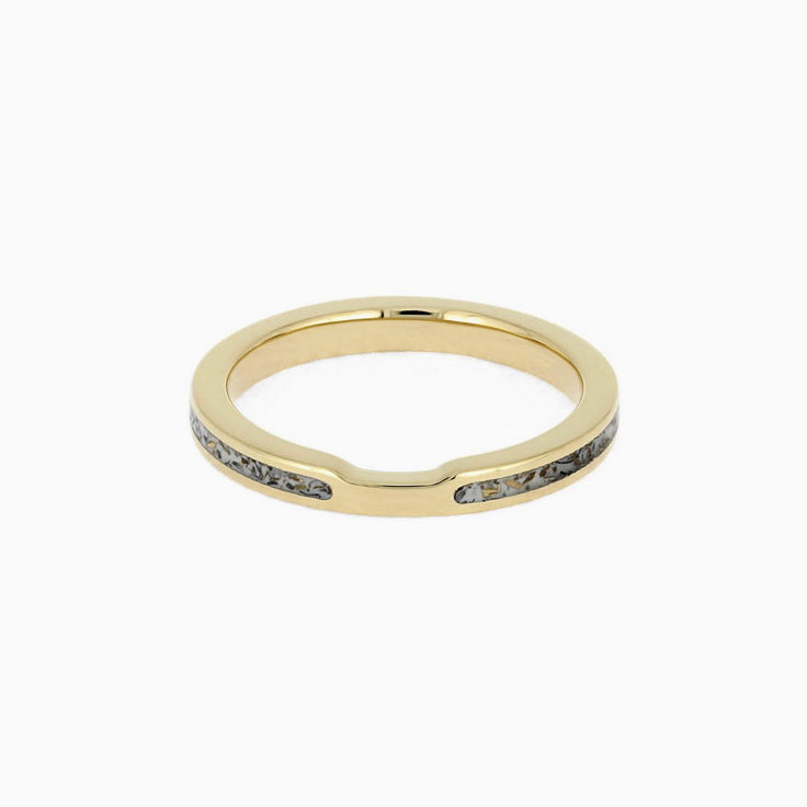 Womens Wedding Band with White Stardust and Yellow Gold
