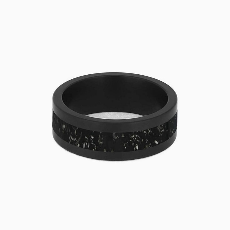 Black Stardust Zirconium Mens Wedding Band