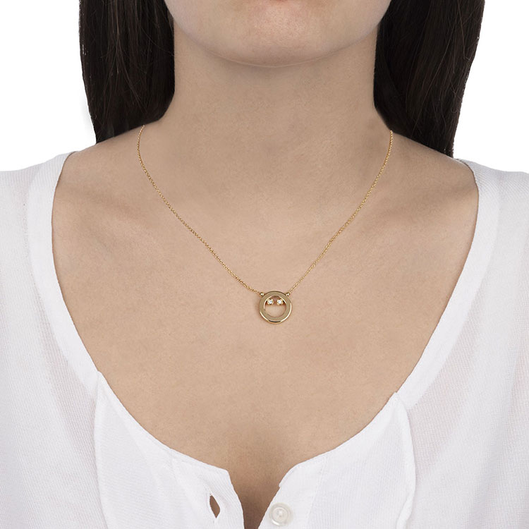 Gold and Diamond Circle Necklace