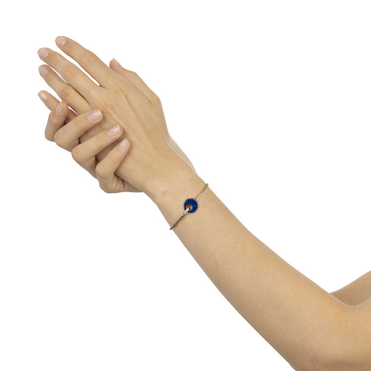 Blue Gemstone and Diamonds Rigid Bracelet