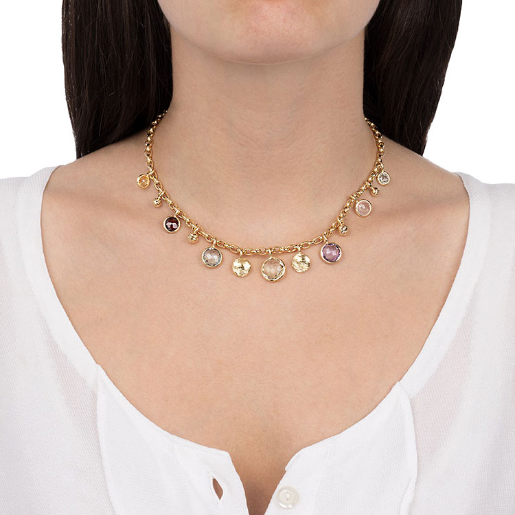 Multicolour Gemstone Charm Necklace