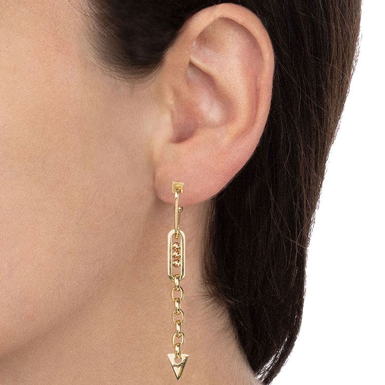 Gold Earrings With Rose Spheres
