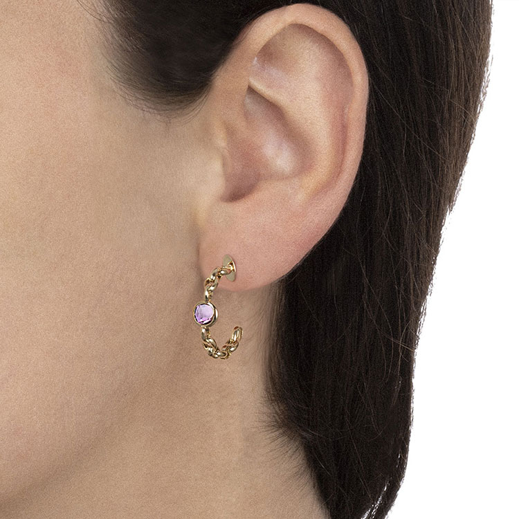 Purple Amethyst Hoop Earrings