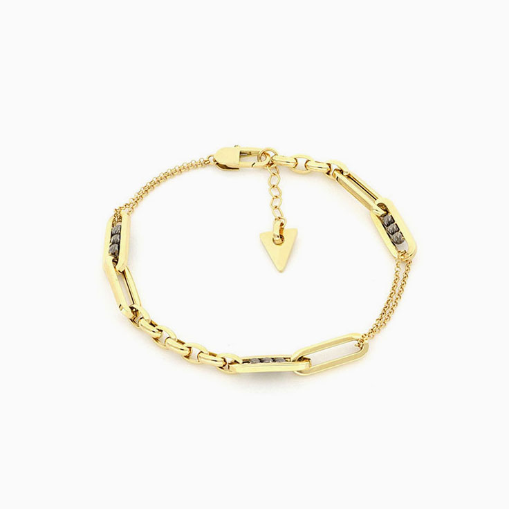 Black Gold Beads Charm Bracelet