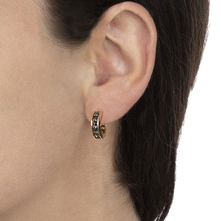 Mini Black Gold Hoop Earrings