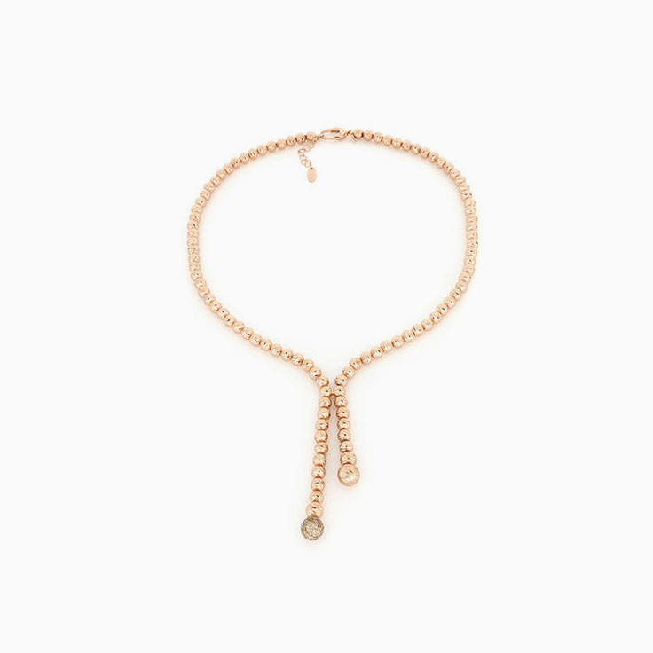 Rose Gold Necklace With Diamond Sphere