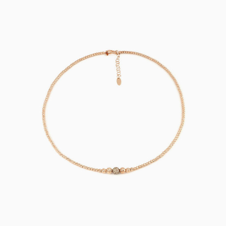 Rose Gold Sphere Necklace With Diamonds