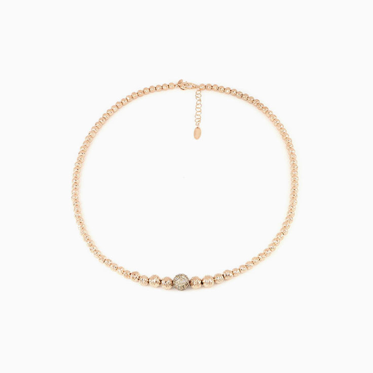 Rose Gold Sphere Necklace With Brown Diamonds