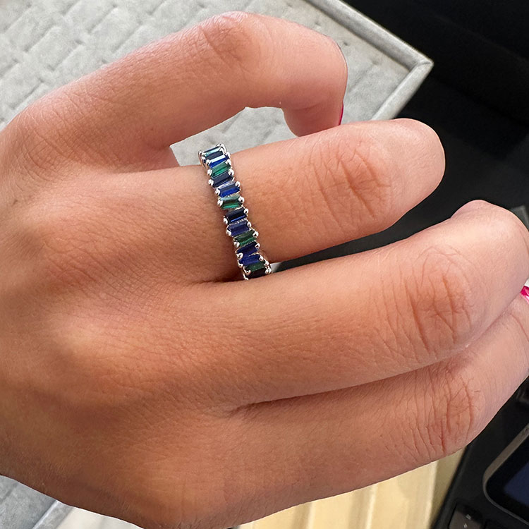 Multi colour baguette ring